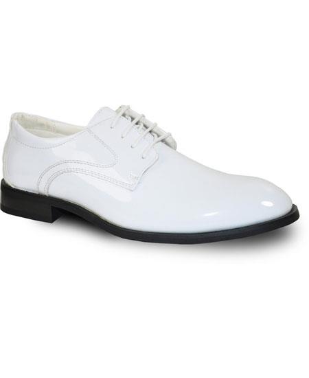  Men's Tuxedo White Square Toe Lace Up Dress Shoe