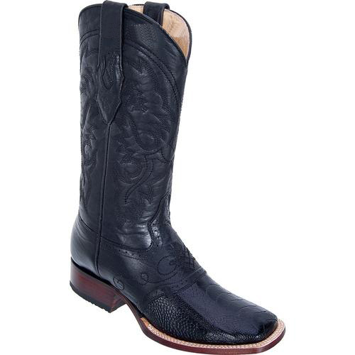 Men's 1920s 40s Fashion Clothing Look ! Los Altos Boots Wide Square Toe Black Genuine Ostrich Leg Boots W/ Saddle Vamp 