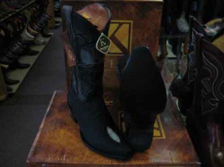 King Exotic Boots Genuine Stingray skin Snip Toe Western Cowboy Boot EE Black