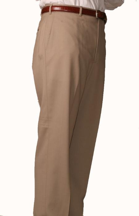 British Tan khaki Color ~ Beige Bond Flat Front Trouser Wool