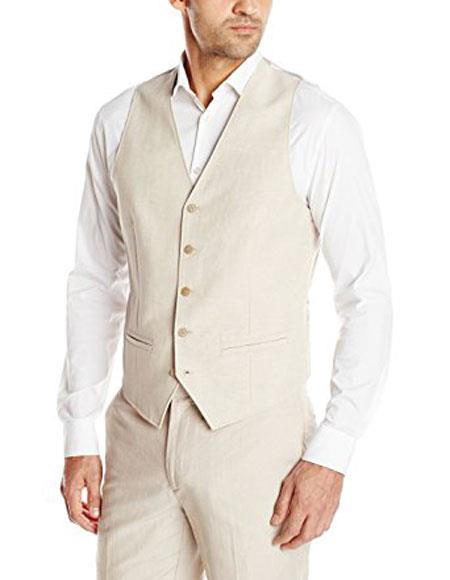  Men's Linen Vest & Pants Set Available in Natural Sand Tan color 