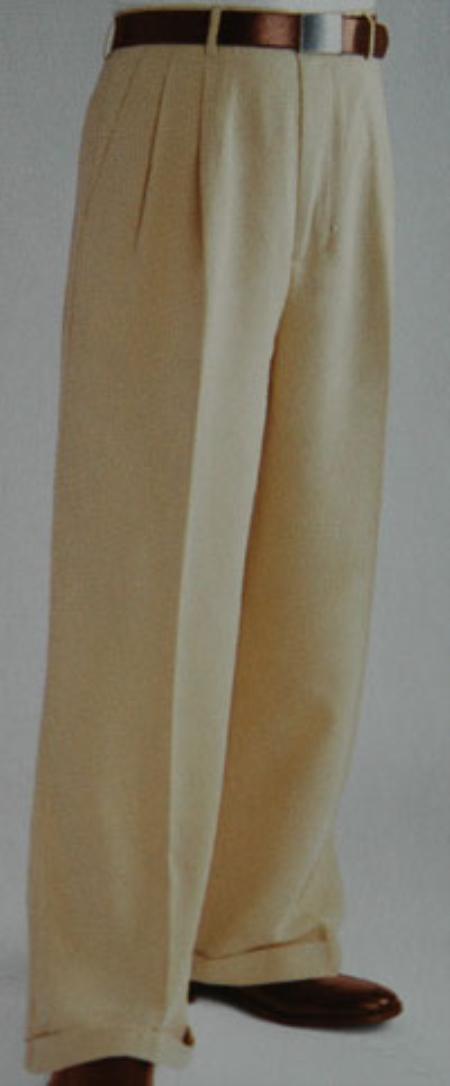 Tan khaki Color ~ Beige 1920s 40s Fashion Clothing Look ! Wide Leg Dress Pants Pleated Slacks baggy dress trousers Wool
