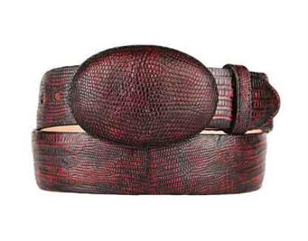 Original Lizard Teju Skin Black,Cherry Western Style Belt