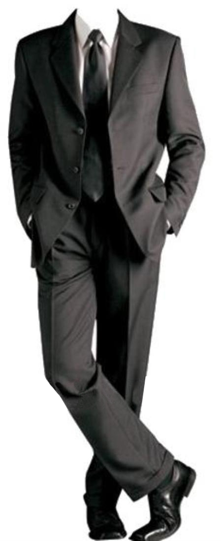 Solid Liquid Jet Black Formal Suit +Shirt & Tie As Seen In Picture Package Wool