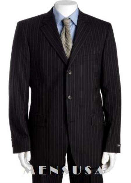 Liquid Jet Black & Gray Multi Mini Pinstripe 3 Buttons Style Superior Fabric 120'S Wool Fabric Suits for Online 