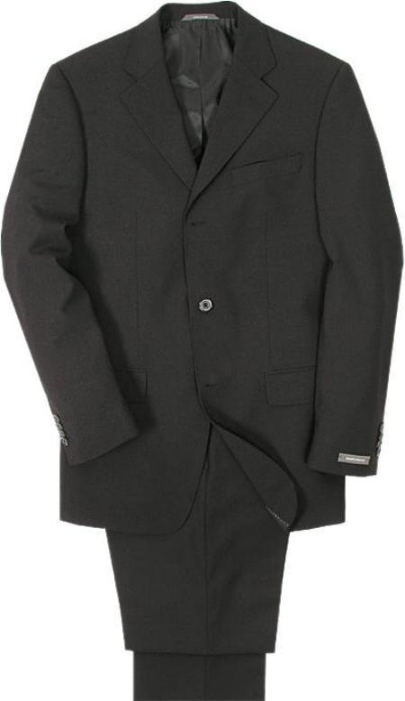 Superior Fabric 100 Solid Liquid Jet Black 3 Buttons Style Suit at 