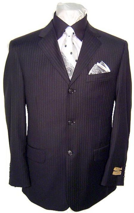 High End 3 Buttons Style Liquid Jet Black & Small Pinstripe Superior Fabric 140's Wool Fabric Business Suits for Online 