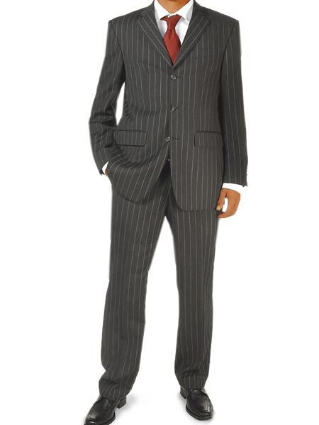 Liquid Jet Black Pinstripe 100% Real 3 Buttons Style business Suit Wool