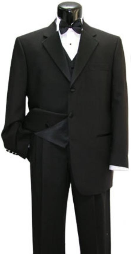 Tuxedo Shirt & Bow Tie + Vest + premier quality italian fabric Super 150 Wool Tuxedo Suit 3 buttons Style
