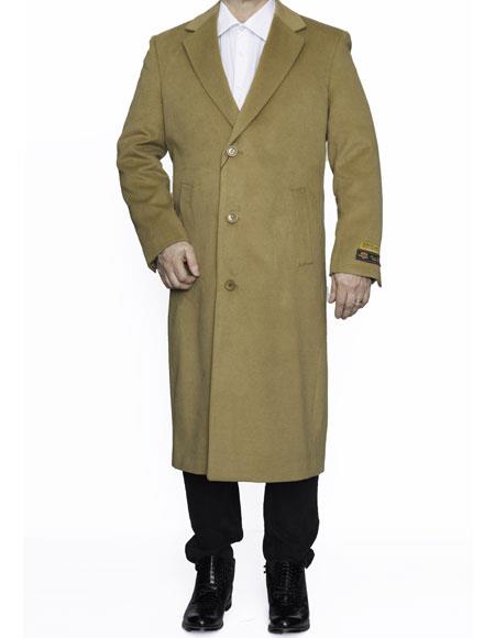  Mens Overcoat mens Full Length Wool Dress Top Coat / Overcoat in Camel Authentic Reg:$700 Designer Alberto Nardoni Best men's Italian Suits Brands now on Sale 