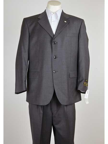 Notch Lapel Three Button Classic Fit Single Breasted Dark Grey Masculine color Suit