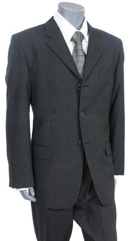 Tesory Italian Design, premier quality italian fabric Suit :: Dark Grey Masculine color Gray 3 Button Style suit Superior Fabric 150 Vented