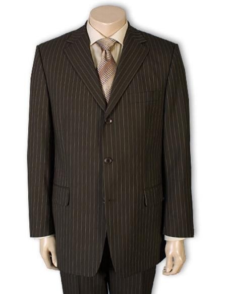 3 or 4 Button Style Jet brown color shade Pinstripe Light Weight On Online Sale Wool