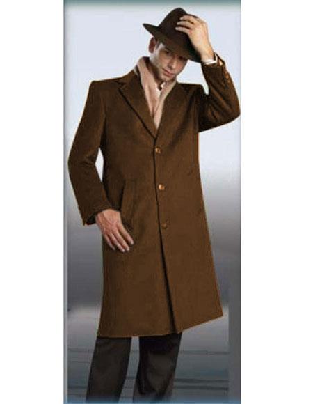  Cognac Authentic Alberto Nardoni Best men's Italian Suits Brands Full Length Coat Wool Topcoat