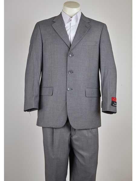  Three Button Notch Lapel Single Breasted Grey Classic Fit Suit