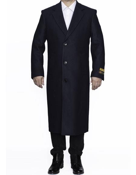  men's Full Length Wool Dress Top Coat / Overcoat in Navy Blue Authentic Reg:$700 Designer Alberto Nardoni Best men's Italian Suits Brands now on Sale 