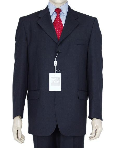 Classic Navy Blue Shade 3 Button Style Business Suit w/Double Vent Jacket Superior Fabric 140's Wool Fabric