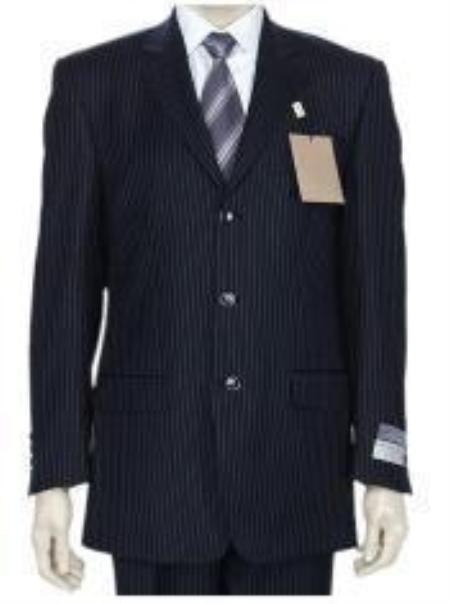 DarkNavy Blue Shade Small Pinstripe premier quality italian fabric Superior Fabric 140 Fabric 3 Buttons Style Suit 