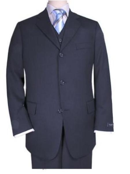 3 piece premier quality italian fabric fabric Navy Vested Superior Fabric 120's 3 Piece three piece suit 