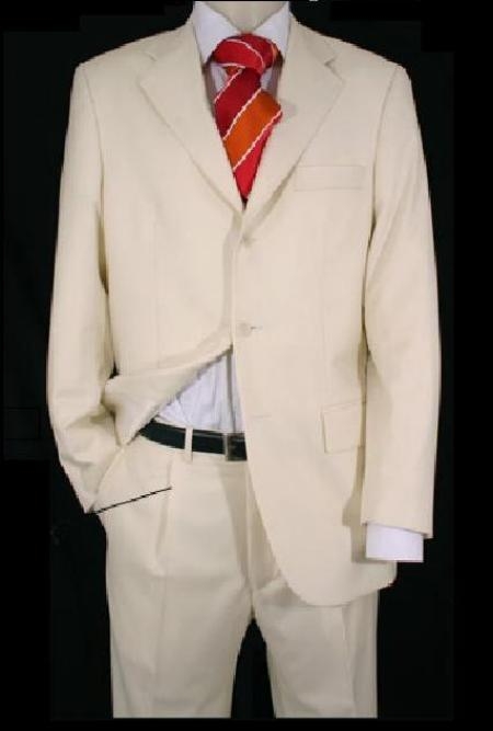 Ivory/Off White 2 Or 3 Button Style Suit ( Jacket and Pants)  For Men Light Weight Pleated Slacks Pants 