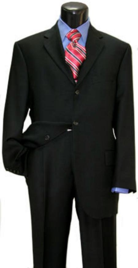 Liquid Jet Black Superior Fabric 150's Wool Fabric Suits for Online 3 Buttons Style Vented 