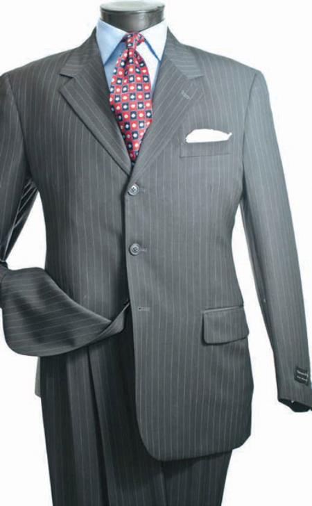 3 Button Style Big And Tall men's Suits - Gray 