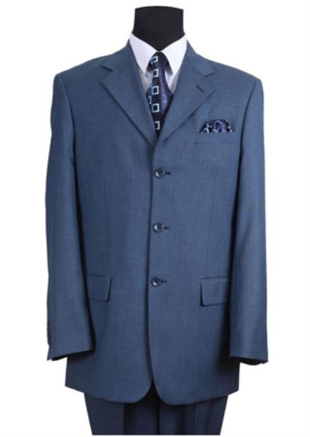  men's Teal Suit 3 Buttons Indigo ~ Cobalt Blue~ Light Navy Suit Pleated Pants
