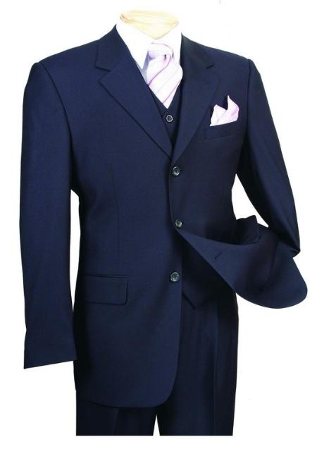 3 Piece 3 Button Style three piece suit with a Fully Lined Vest and Pleated Slacks Pants 