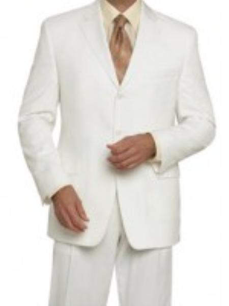 3 Button Style Off White Wool Fabric  Touch Poly Rayon Wrinkle Touch Superior Fabric Light Weight Suit ( Jacket and Pants)  For Men 