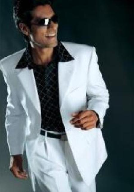 Dress trendy casual White Suit High Twist All Year Around 3 Button Style Suit ( Jacket and Pants)  For Men
