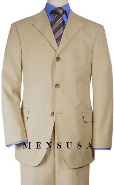 Solid Tan khaki Color ~ Beige~Beige Quality Suit Separates, Total Comfort Any Size Jacket&Any Size Pants 