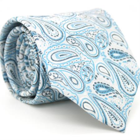 Slim narrow Style Tourquoise Paisley Necktie with Matching Handkerchief - Tie Set 