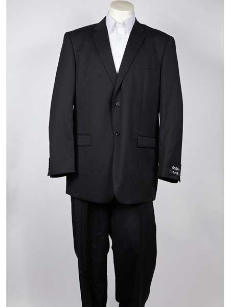  Two Button Classic Fit Liquid Jet Black Single Breasted Pinstripe Notch Lapel Suit
