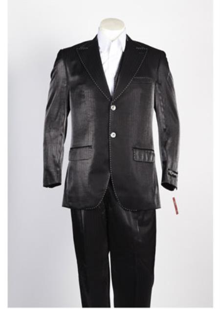 Men's 2 Button Black Single Breasted Suit