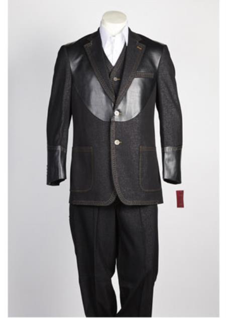 Men's 2 Button Black Single Breasted Suit 