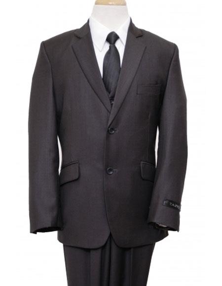  Boys Husky Suit Cut Boy Suit 2 Button Style Black Vested Suit