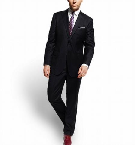 2 Button Solid Color Authentic Designer Brand Wool Suit Flat Front Slacks