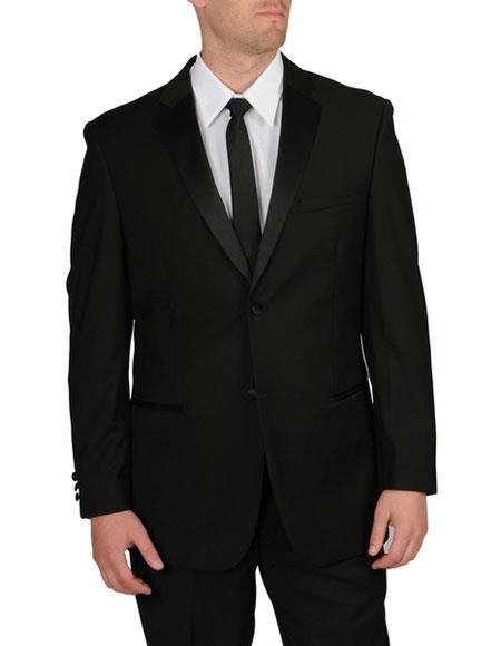  Caravelli Men's Slim Fit 2 Button Tuxedo Black Notch Lapel Suit