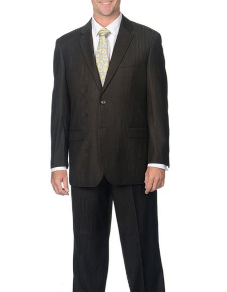  Caravelli Men's 2 Button Brown Pinstripe Notch Lapel Double Vent Suit