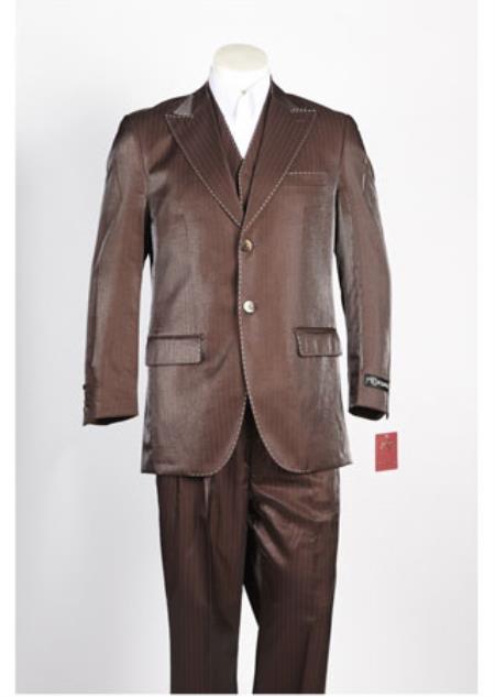  Men's 2 Button Single Breasted Brown Suit   
