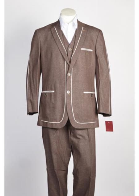  Men's 2 Button Brown Suit 