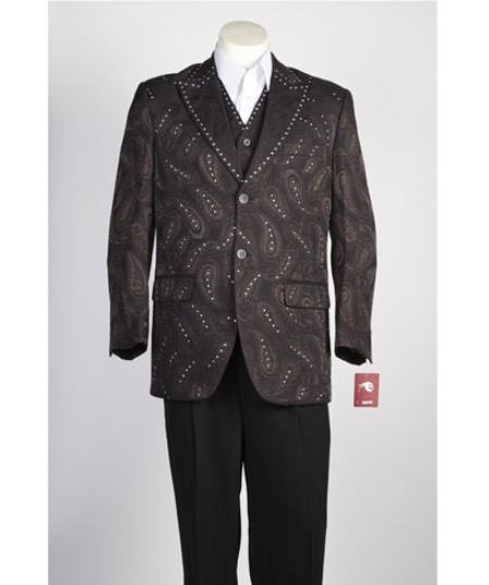  Men's Brown 2 Button Single Breasted Suit