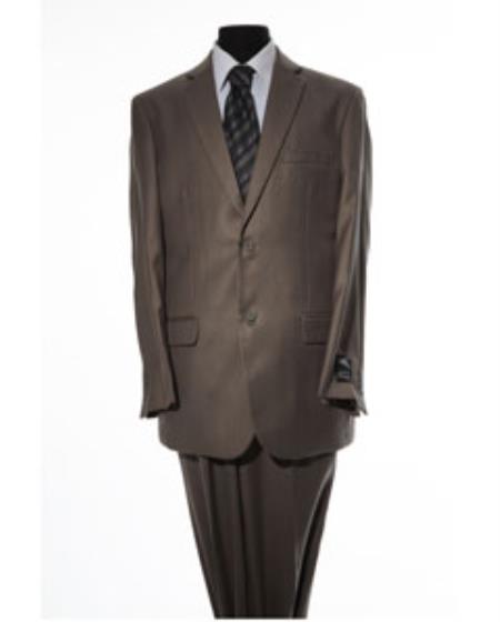  Men's 2 Button Brown 2 Piece Suit