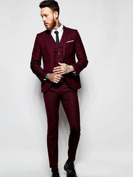  men's Slim Fit or Regular Fit Burgundy ~ Maroon Tuxedo