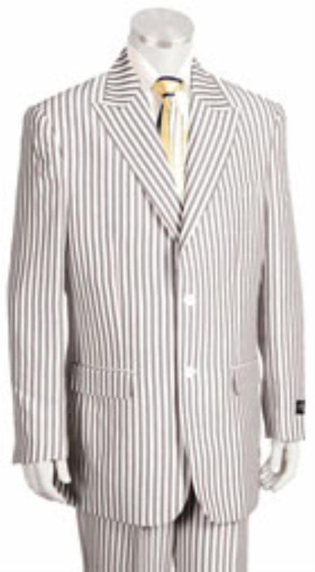 Sear Sucker Suit 2 Button Style Jacket Flat Front Pants Slacks Pants Pronounce Pinstripe Summer Cheap priced men's Seersucker Suit Sale Fabric Suits for Online for 