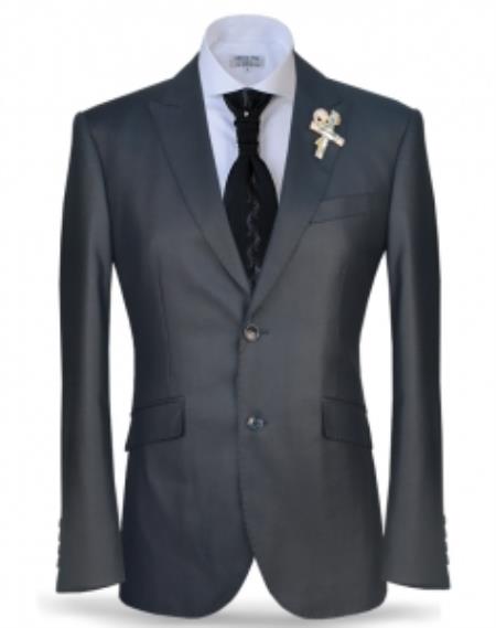 Men's 2 Button Charcoal Peak Lapel Suit Fashion Suit (Jacket + Pants)