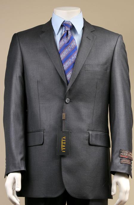 Mens Sharkskin Suits Two Button Suit New Edition Shiny Flashy Sharkskin Dark Grey Masculine color Grey 