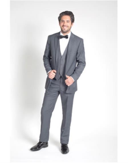 Call if not Text or Whatsup 3104300939 To Setup The Group - Call: 3104300939 Men's 2 Button Notch Lapel Charcoal Grey Slim Fit Suit