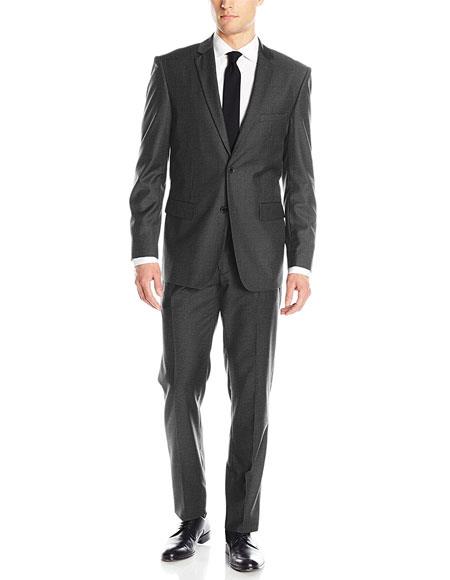  Men's Charcoal Grey 2 Button Single Breasted Classic & Slim Fit Blend Suits