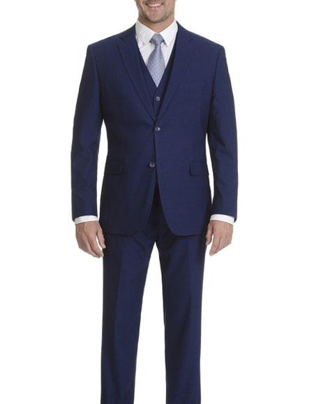  Caravelli Men's Cobalt Blue Slim Fit 2 Button Double Vent Suit 